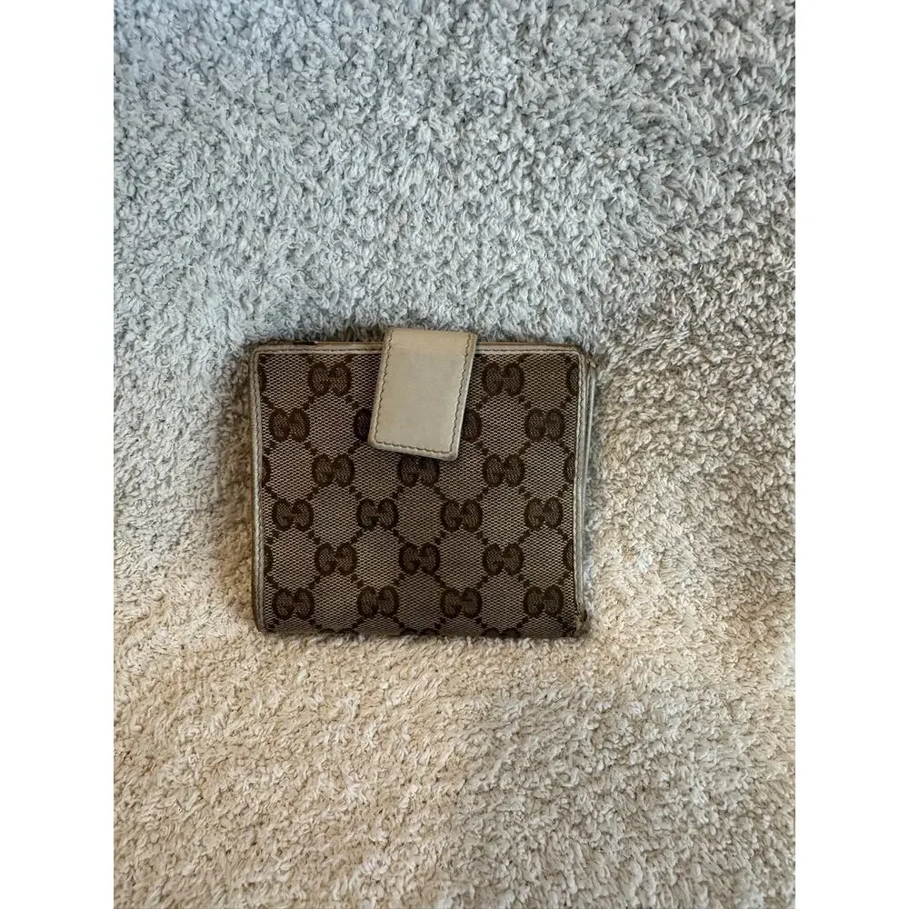 Gucci GG Supreme Web Stripe Bow Bifold Wallet Canvas Leather Clutch Purse - Picture 3 of 12